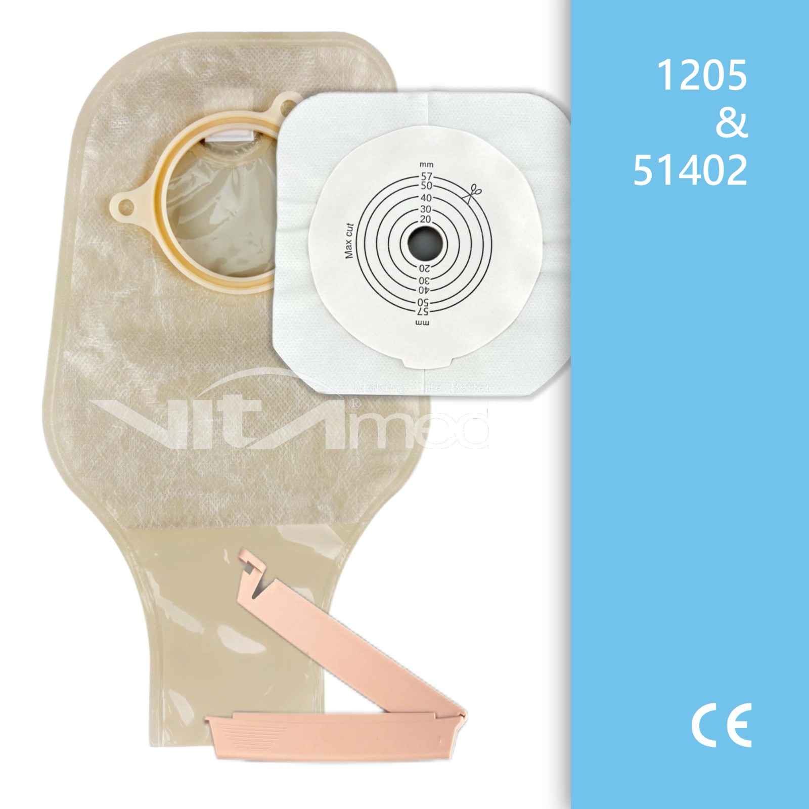 二件式肛肠造口袋开口带夹片 1205